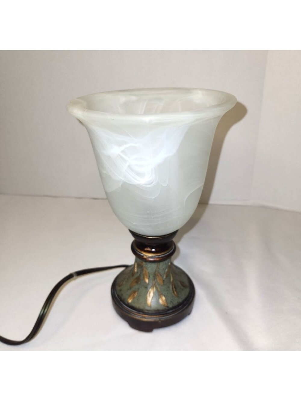 Vintage Table Lamp with Frosted Glass Shade and Painted Base 10" Tall Elegant